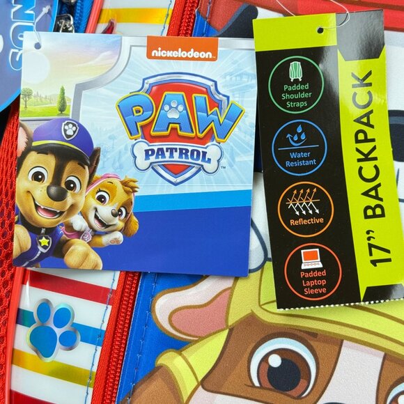 Nickelodeon Paw Patrol Kids Water Resistant 17 Backpack Padded Laptop Sleeve NWT - Picture 7 of 9